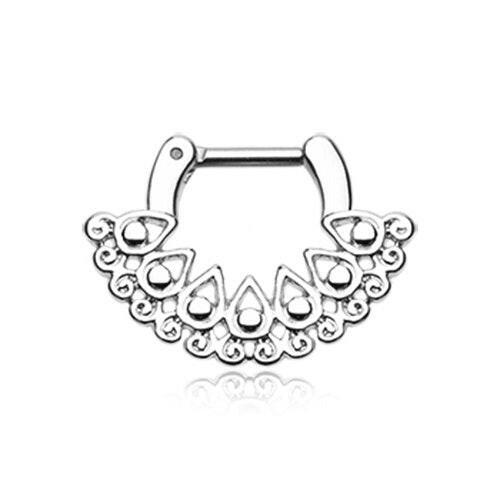 Arioso Filigree Septum Clicker Septum Ring Impulse Piercings 16 GA (1.2mm) 1/4" (6mm)