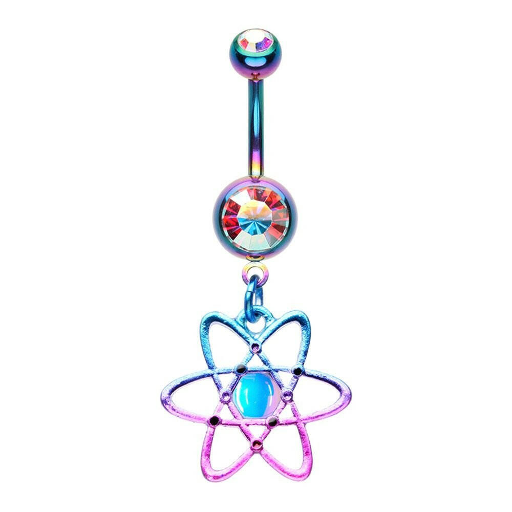 Atomic Atom Dark Matter Symbol Gem Belly Button Ring Navel Ring Impulse Piercings