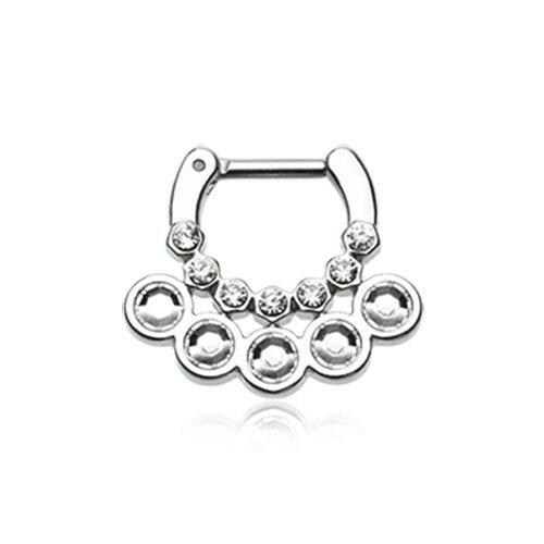 Aureole Gemina Sparkle Septum Clicker Septum Ring Impulse Piercings 16 GA (1.2mm) 1/4" (6mm) Clear