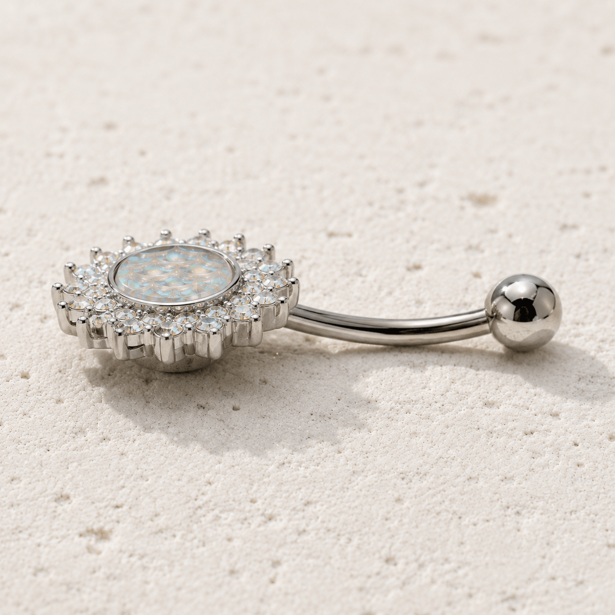 Stainless Steel Dazzling Aurora Sunburst Navel Ring - Skin Metals