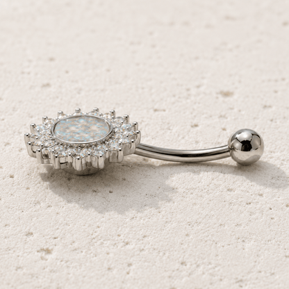 Stainless Steel Dazzling Aurora Sunburst Navel Ring - Skin Metals