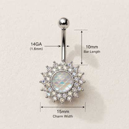 Aurora Borealis Sunburst Navel Ring 14G CZ Resin - Skin Metals
