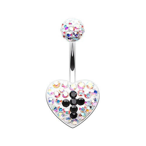 Aurora Cross Heart Multi-Sprinkle Dot Belly Button Ring Navel Ring Impulse Piercings