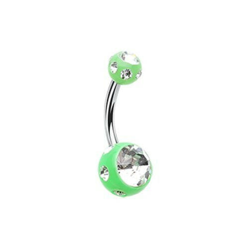 Aurora Gem Ball Acrylic Belly Button Ring Navel Ring Impulse Piercings Light Green