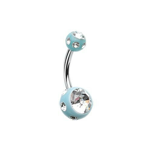 Aurora Gem Ball Acrylic Belly Button Ring Navel Ring Impulse Piercings Light Blue