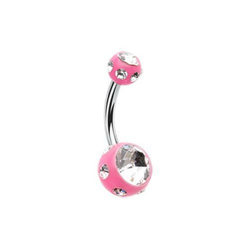 Aurora Gem Ball Acrylic Belly Button Ring Navel Ring Impulse Piercings Pink