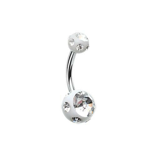 Aurora Gem Ball Acrylic Belly Button Ring Navel Ring Impulse Piercings White