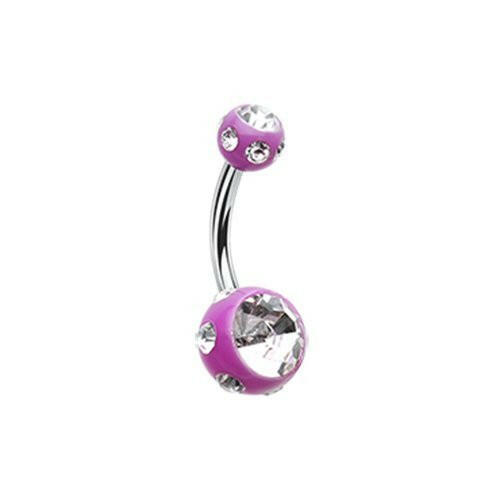 Aurora Gem Ball Acrylic Belly Button Ring Navel Ring Impulse Piercings Purple