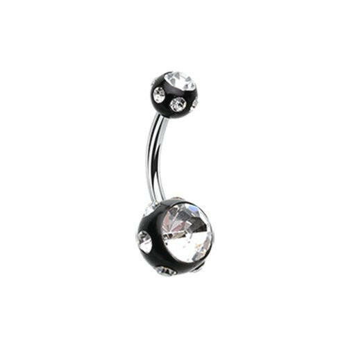 Aurora Gem Ball Acrylic Belly Button Ring Navel Ring Impulse Piercings Black