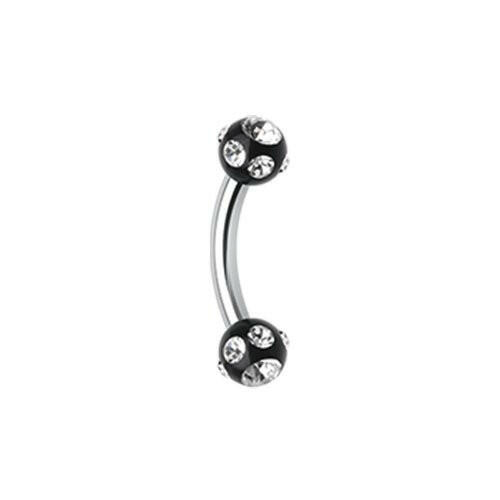 Aurora Gem Ball Acrylic Curved Barbell Eyebrow Ring Curved Barbell Impulse Piercings 16 GA (1.2mm) 1/8" (3mm) Black/Clear