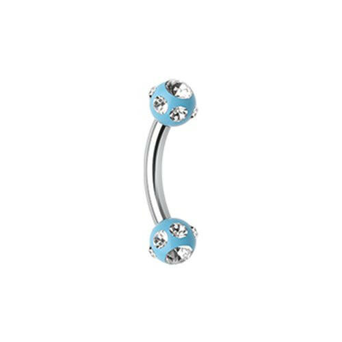 Aurora Gem Ball Acrylic Curved Barbell Eyebrow Ring Curved Barbell Impulse Piercings 16 GA (1.2mm) 1/8" (3mm) Light Blue/Clear