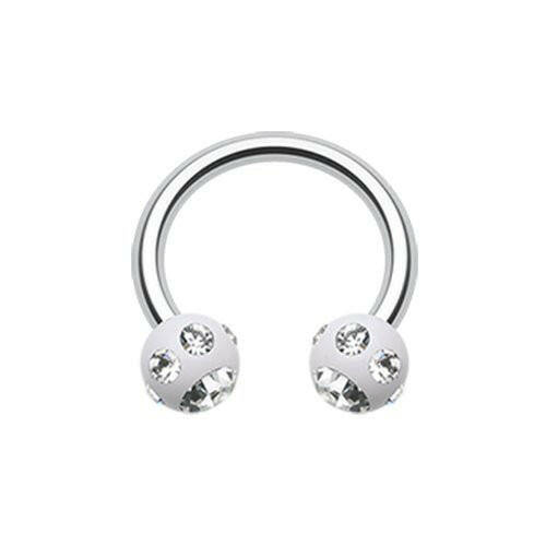 Aurora Gem Ball Acrylic Horseshoe Circular Barbell Circular Barbell Impulse Piercings 5/16" (8mm) 1/8" (3mm) White/Clear