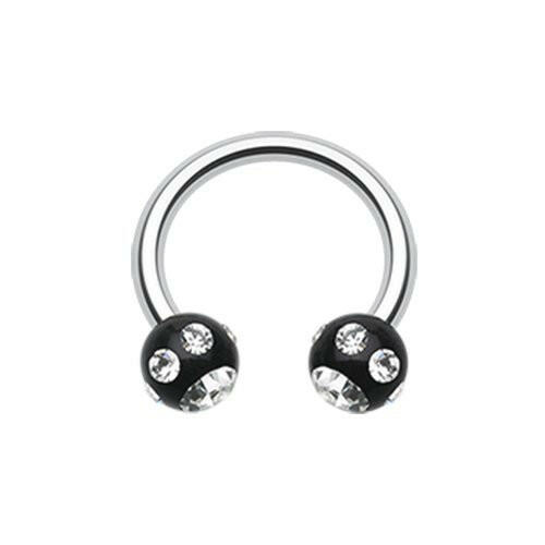 Aurora Gem Ball Acrylic Horseshoe Circular Barbell Circular Barbell Impulse Piercings 5/16" (8mm) 1/8" (3mm) Black/Clear