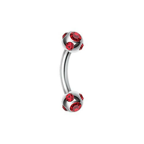 Aurora Gem Ball Curved Barbell Eyebrow Ring Curved Barbell Impulse Piercings 5/16" (8mm) Red