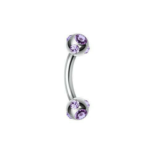 Aurora Gem Ball Curved Barbell Eyebrow Ring Curved Barbell Impulse Piercings 5/16" (8mm) Tanzanite