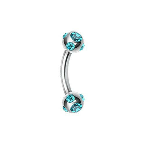 Aurora Gem Ball Curved Barbell Eyebrow Ring Curved Barbell Impulse Piercings 5/16" (8mm) Teal