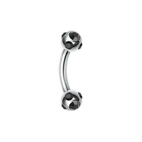 Aurora Gem Ball Curved Barbell Eyebrow Ring Curved Barbell Impulse Piercings 5/16" (8mm) Black