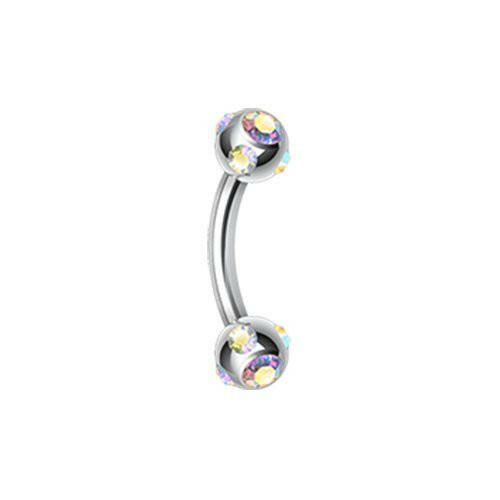 Aurora Gem Ball Curved Barbell Eyebrow Ring Curved Barbell Impulse Piercings 5/16" (8mm) Aurora Borealis