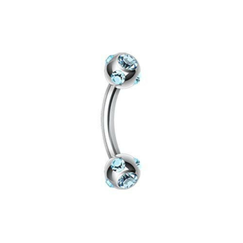 Aurora Gem Ball Curved Barbell Eyebrow Ring Curved Barbell Impulse Piercings 5/16" (8mm) Aqua