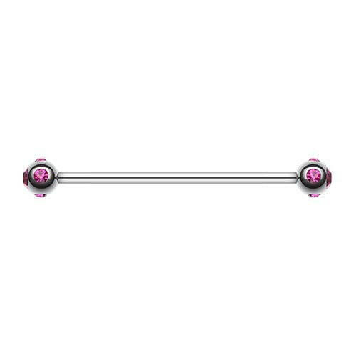 Aurora Gem Ball Industrial Barbell Industrial Barbell Impulse Piercings 1-1/4" (32mm) Fuchsia