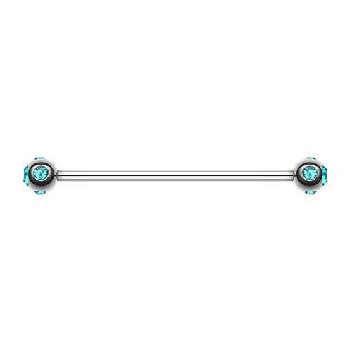 Aurora Gem Ball Industrial Barbell Industrial Barbell Impulse Piercings 1-1/4" (32mm) Teal