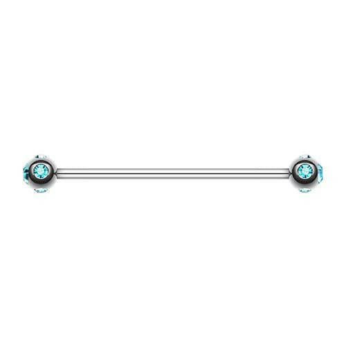 Aurora Gem Ball Industrial Barbell Industrial Barbell Impulse Piercings 1-1/4" (32mm) Aqua