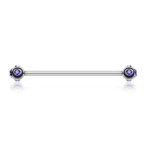 Aurora Gem Ball Industrial Barbell Industrial Barbell Impulse Piercings 1-3/8" (35mm) Tanzanite