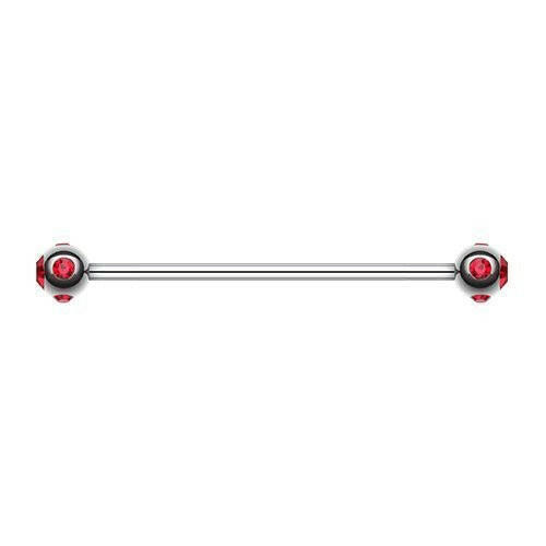 Aurora Gem Ball Industrial Barbell Industrial Barbell Impulse Piercings 1-1/4" (32mm) Red