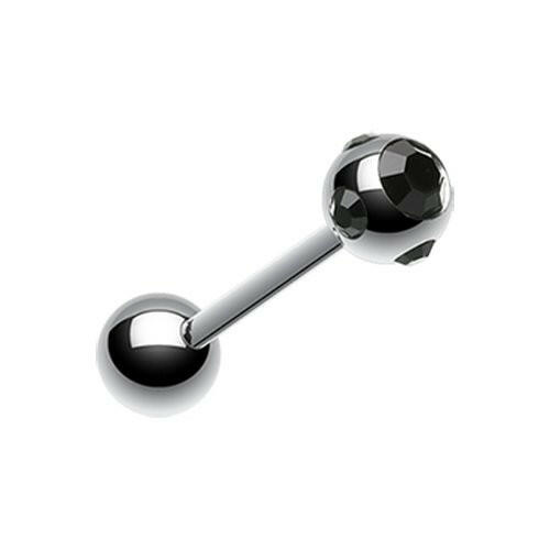 Aurora Gem Ball Steel Barbell Tongue Ring Barbell Impulse Piercings 3/16" (5mm) Black