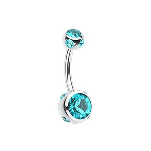 Aurora Gem Ball Steel Belly Button Ring Navel Ring Impulse Piercings Teal