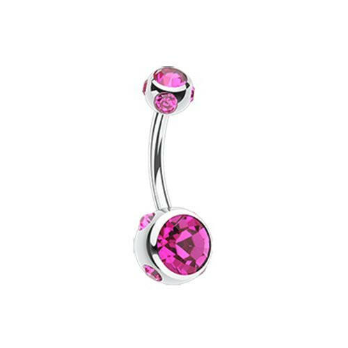 Aurora Gem Ball Steel Belly Button Ring Navel Ring Impulse Piercings Fuchsia