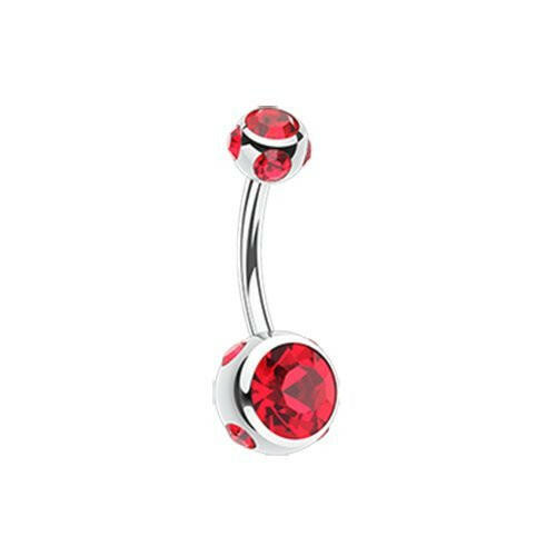 Aurora Gem Ball Steel Belly Button Ring Navel Ring Impulse Piercings Red