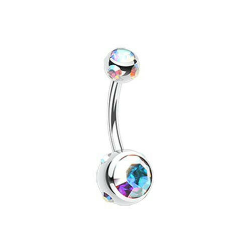 Aurora Gem Ball Steel Belly Button Ring Navel Ring Impulse Piercings Aurora Borealis