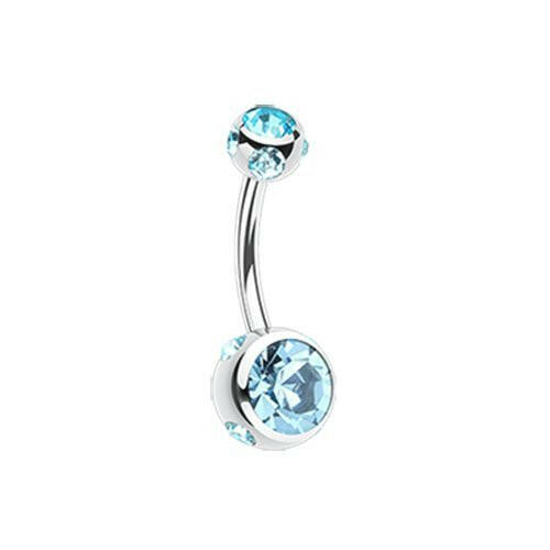 Aurora Gem Ball Steel Belly Button Ring Navel Ring Impulse Piercings Aqua