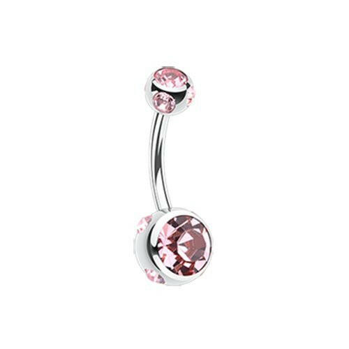 Aurora Gem Ball Steel Belly Button Ring Navel Ring Impulse Piercings Light Pink