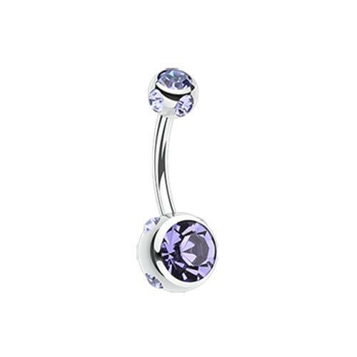 Aurora Gem Ball Steel Belly Button Ring Navel Ring Impulse Piercings Tanzanite