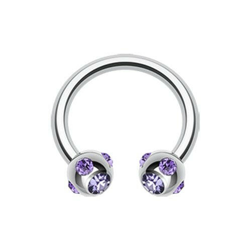 Aurora Gem Ball Steel Horseshoe Circular Barbell Circular Barbell Impulse Piercings 3/8" (10mm) 5/32" (4mm) Tanzanite