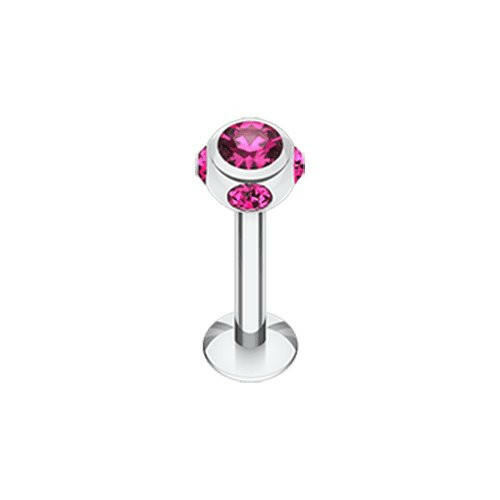 Aurora Gem Ball Steel Labret Labret Impulse Piercings 5/16" (8mm) Fuchsia