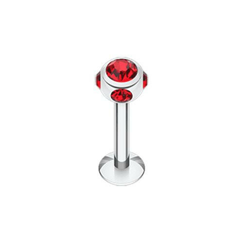 Aurora Gem Ball Steel Labret Labret Impulse Piercings 5/16" (8mm) Red