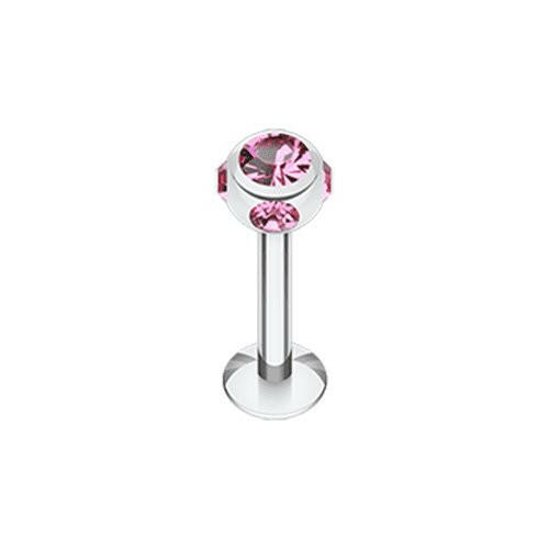 Aurora Gem Ball Steel Labret Labret Impulse Piercings 5/16" (8mm) Pink