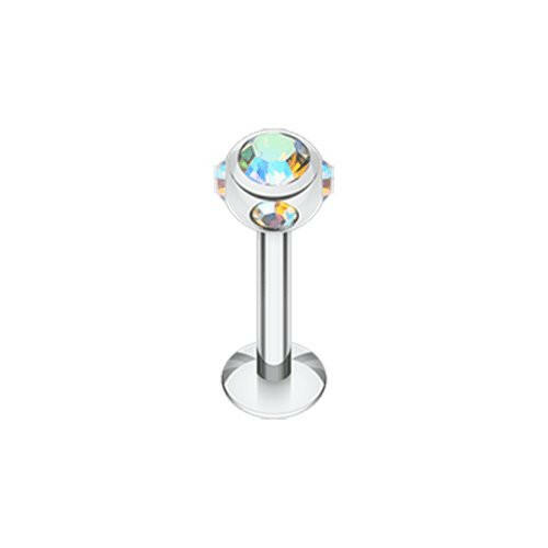 Aurora Gem Ball Steel Labret Labret Impulse Piercings 5/16" (8mm) Aurora Borealis