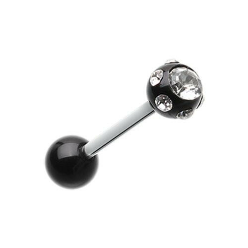 Aurora Gem Ball UV Acrylic Barbell Tongue Ring Barbell Impulse Piercings Black/Clear