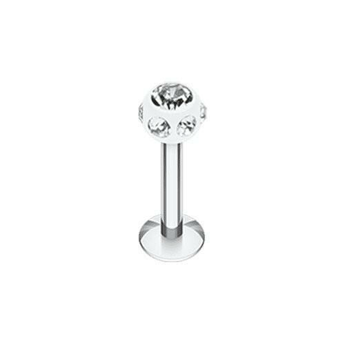 Aurora Gem UV Acrylic Ball Top Labret Labret Impulse Piercings 16 GA (1.2mm) 1/8" (3mm) White/Clear