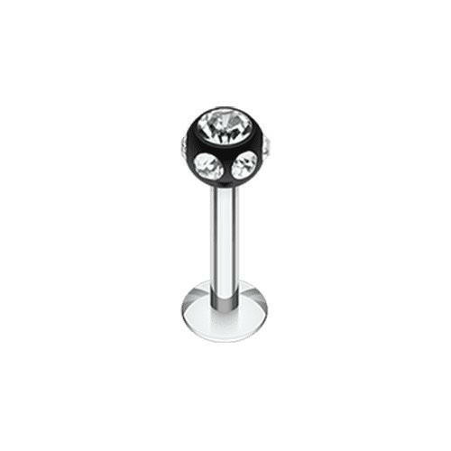 Aurora Gem UV Acrylic Ball Top Labret Labret Impulse Piercings 16 GA (1.2mm) 1/8" (3mm) Black/Clear