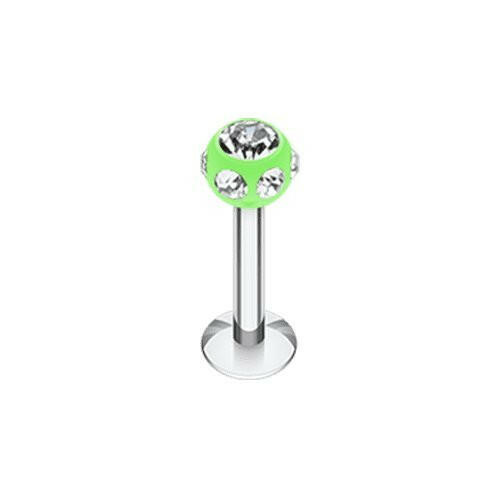 Aurora Gem UV Acrylic Ball Top Labret Labret Impulse Piercings 16 GA (1.2mm) 1/8" (3mm) Light Green/Clear