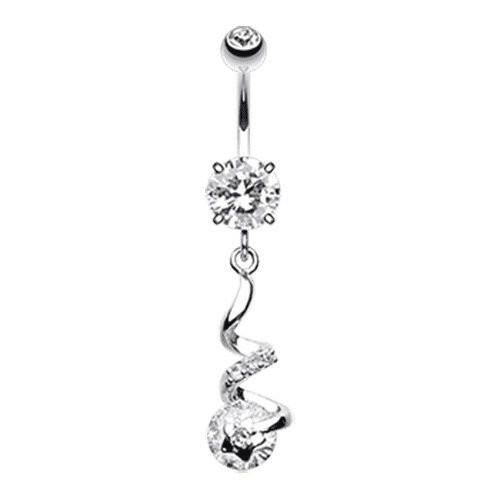 Aurora Twist Star Cubic Zirconia Belly Button Ring Navel Ring Impulse Piercings Clear