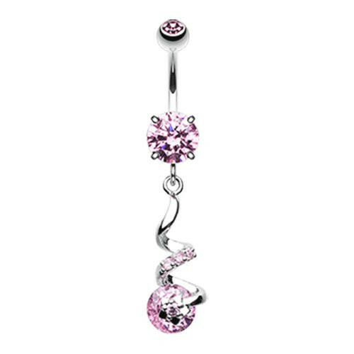 Aurora Twist Star Cubic Zirconia Belly Button Ring Navel Ring Impulse Piercings Pink