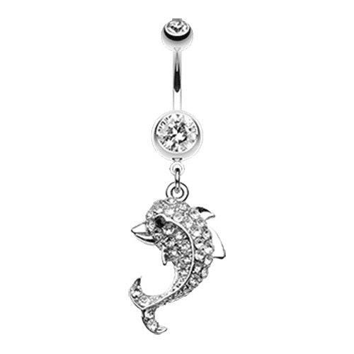 Baby Dolphin Belly Button Ring Navel Ring Impulse Piercings 14 gauge (1.6mm) Clear