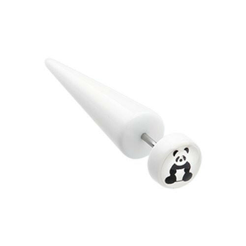 Baby Panda UV Acrylic Fake Taper Fake Plug Earrings Impulse Piercings 18 gauge(1mm)