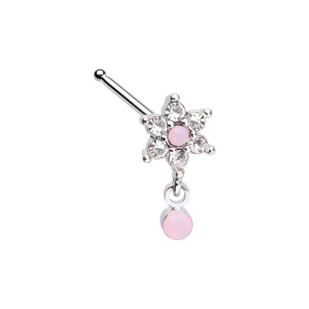 Baby Pink Flower Gem Nose Stud Ring Impulse Piercings